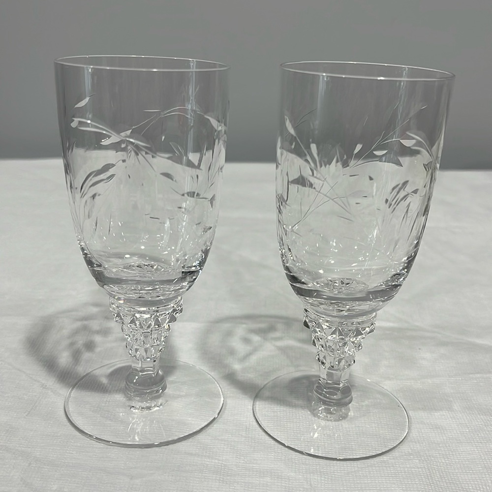 Tiffin-Franciscan Pomona 5" Juice Glass etched Crystal set of 2